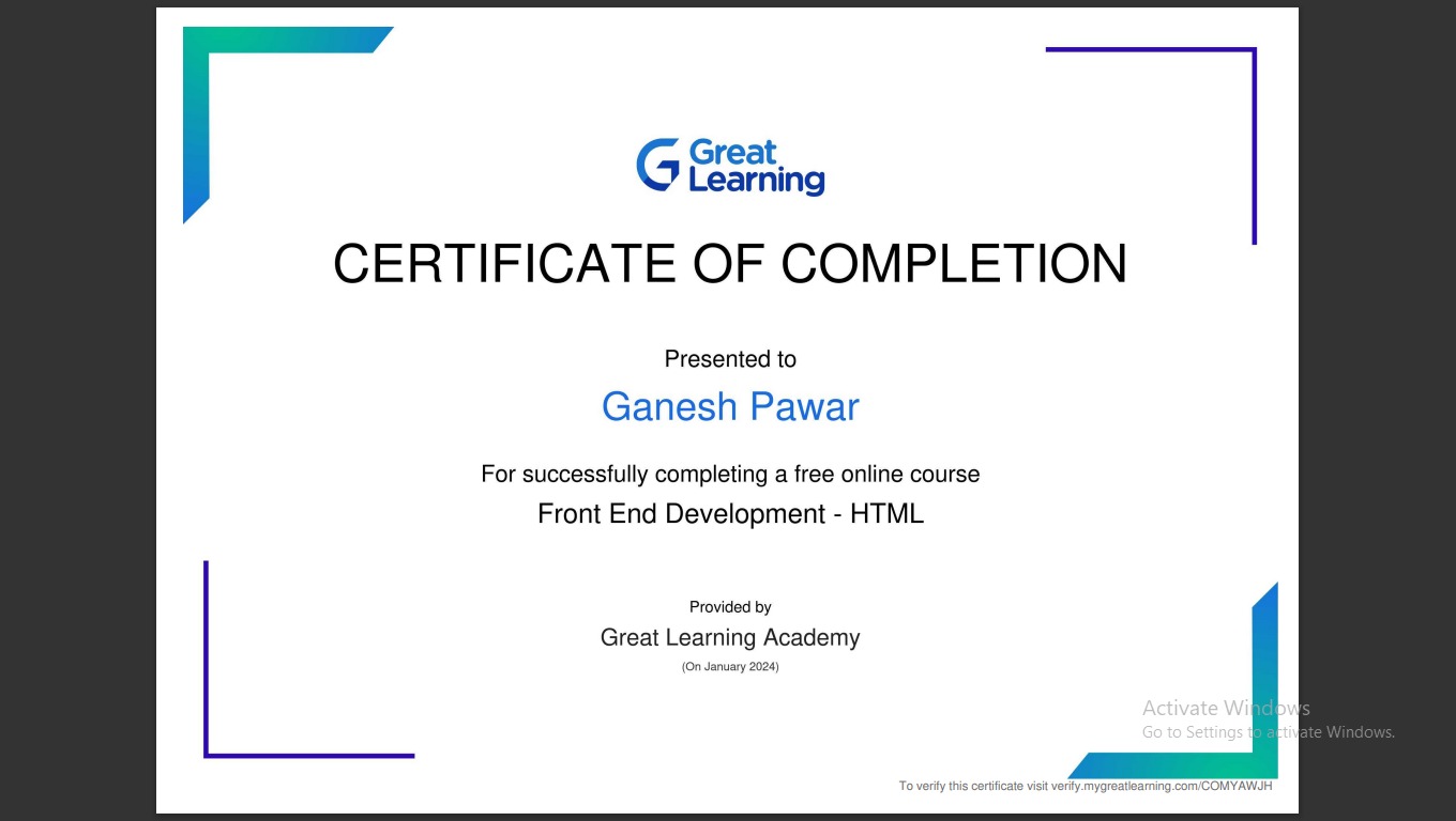 Great Learning Certificate